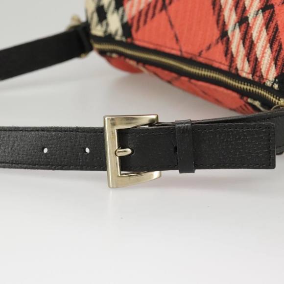 BURBERRY Nova Check Blue Label Hand Bag Canvas Red Auth 100639 - Picture 8 of 16